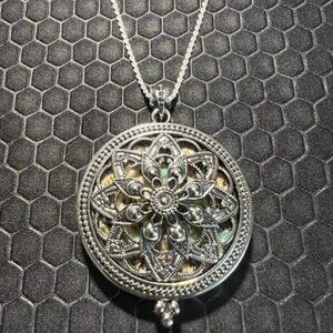 Floral Antique Locket 18K White Gold Plated